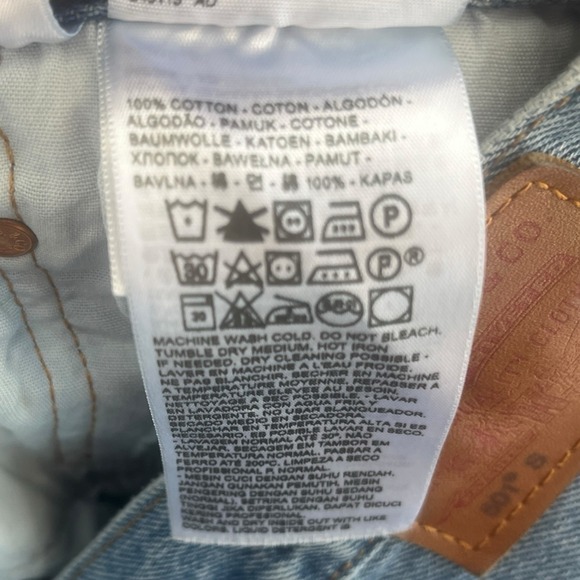 Levi's 501 High Waist Button Fly Distressed Light Wash Skinny Jeans 29x28 Indie - Picture 7 of 11